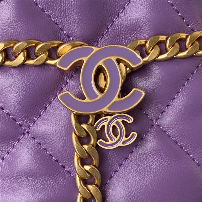 Chanel BUCKET BAG AS3116 Lambskin Enamel & Gold-Tone Metal Purple A