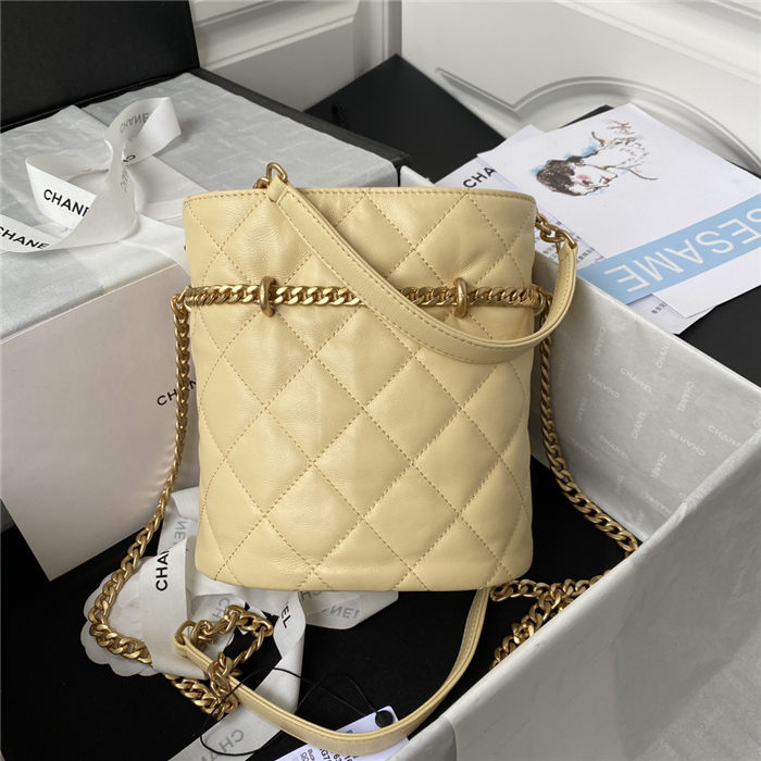 Chanel BUCKET BAG AS3116 Lambskin Enamel & Gold-Tone Metal Yellow A