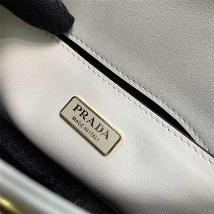 Prada Brushed leather shoulder bag 1BD345 White High