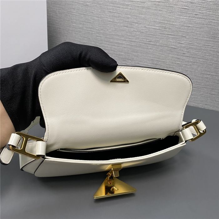 Prada Brushed leather shoulder bag 1BD345 White High