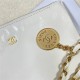 Chanel 22 MEDIUM HANDBAG Shiny Calfskin & Gold-Tone Metal AS3261 White High