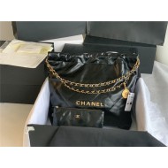 Chanel 22 MEDIUM HANDBAG Shiny Calfskin & Gold-Tone Metal AS3261 Black High