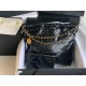 Chanel 22 MEDIUM HANDBAG Shiny Calfskin & Gold-Tone Metal AS3261 Black High