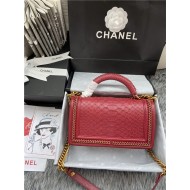 BOY Chanel FLAP BAG WITH HANDLE Python & Gold Metal High