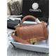 BOY Chanel FLAP BAG WITH HANDLE Python & Gold Metal High