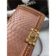 BOY Chanel FLAP BAG WITH HANDLE Python & Gold Metal High