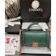 BOY Chanel FLAP BAG WITH HANDLE Python & Gold Metal High