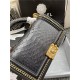 BOY Chanel FLAP BAG WITH HANDLE Python & Gold Metal High