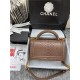 BOY Chanel FLAP BAG WITH HANDLE Python & Gold Metal High