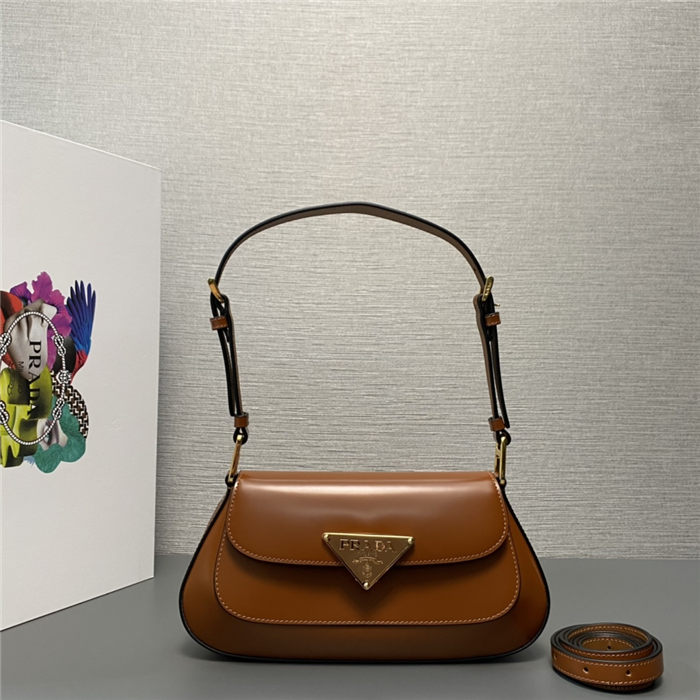 Prada Brushed leather shoulder bag 1BD345 Caramel High