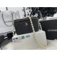 Chanel VANITY WITH CHAIN Lambskin Imitation Pearls & Gold-Tone Metal Black High