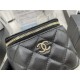 Chanel SMALL VANITY WITH CHAIN Lambskin Imitation Pearls & Gold-Tone Metal Black High