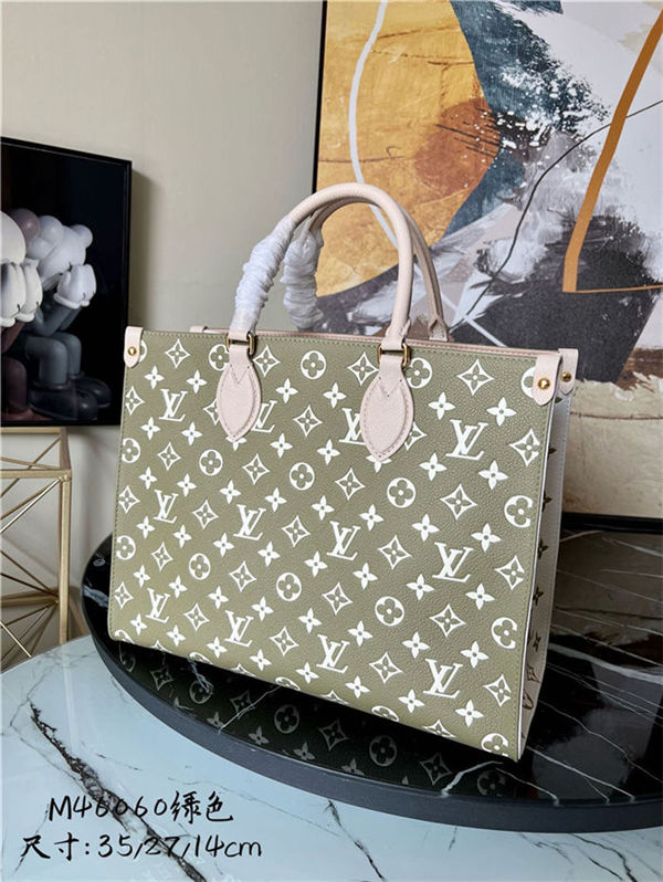 Louis Vuitton ONTHEGO MM Printed and embossed grained cowhide leather M46060 High