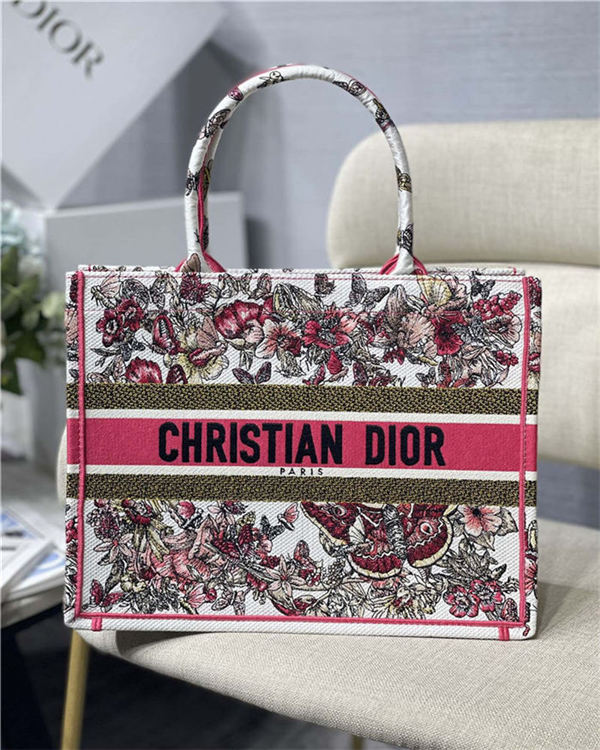 MEDIUM Dior BOOK TOTE Embroidery Butterfly High