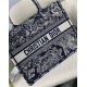 MEDIUM Dior BOOK TOTE Toile de Jouy Embroidery Blue High