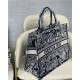 LARGE Dior BOOK TOTE Toile de Jouy Embroidery Blue High