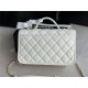 Chanel FLAP BAG WITH TOP HANDLE Grained Calfskin & Gold-Tone Metal AS3653 White A