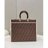 MEDIUM Fendi SUNSHINE FF glazed fabric shopper with inlay High