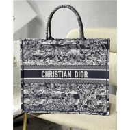 LARGE Dior BOOK TOTE Toile de Jouy Stripes Embroidery High