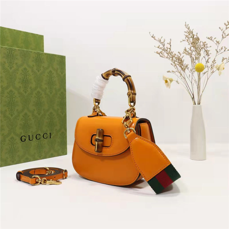 Gucci Bamboo 1947 mini top handle bag Yellow Leather 686864 High