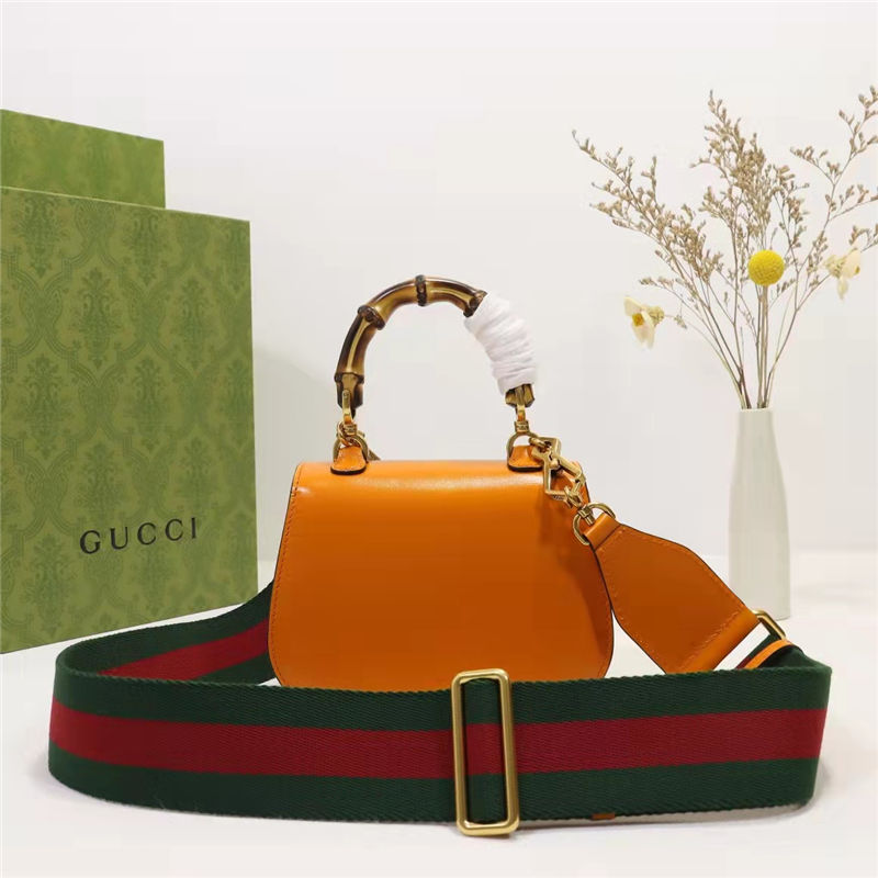 Gucci Bamboo 1947 mini top handle bag Yellow Leather 686864 High