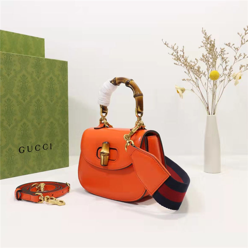 Gucci Bamboo 1947 mini top handle bag Orange-Red Leather 686864 High