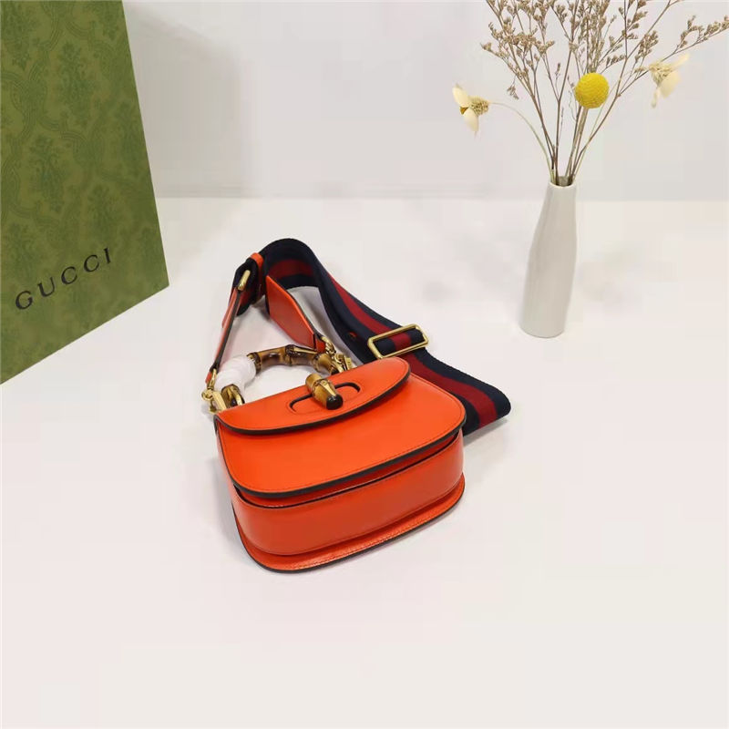 Gucci Bamboo 1947 mini top handle bag Orange-Red Leather 686864 High