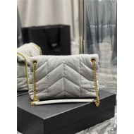 LOULOU PUFFER MEDIUM BAG IN QUILTED JERSEY AND SMOOTH LEATHER High