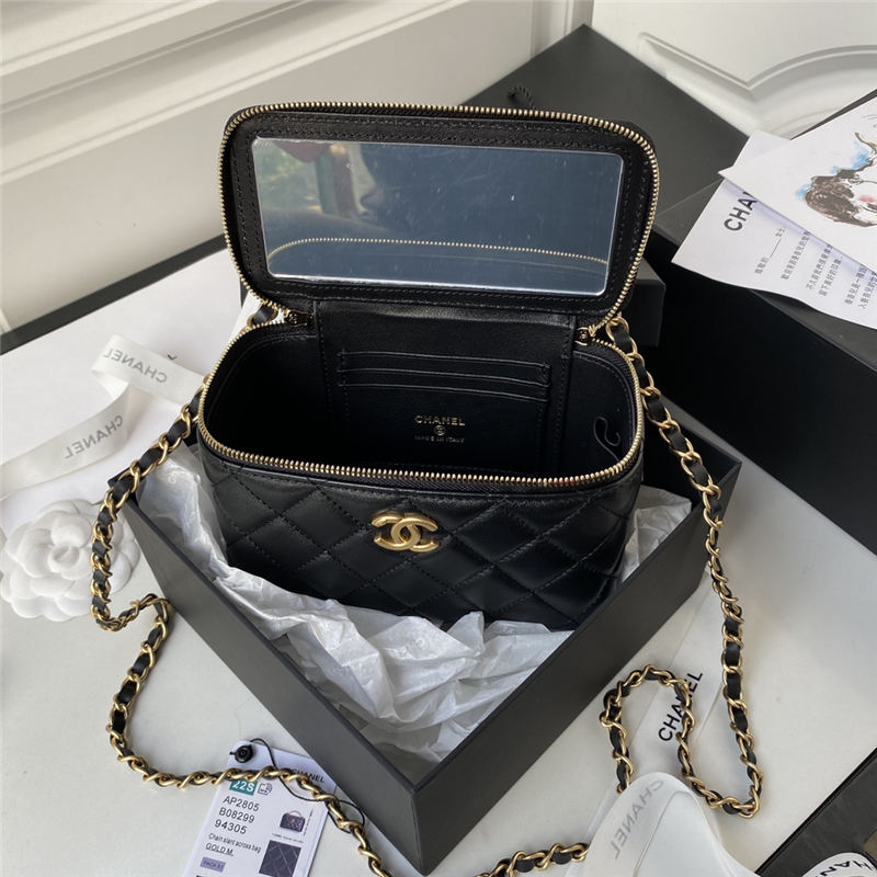 Chanel VANITY WITH CHAIN AP2805 Lambskin & Gold-Tone Metal Black A