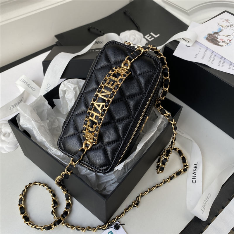 Chanel VANITY WITH CHAIN AP2805 Lambskin & Gold-Tone Metal Black A