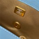 Mini FLAP BAG Lambskin Gold-Metal AS1787 Blue A