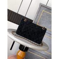 Medium CLASSIC HANDBAG Suede Gold Metal Black A