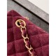 Medium CLASSIC HANDBAG Suede Gold Metal Burgundy A