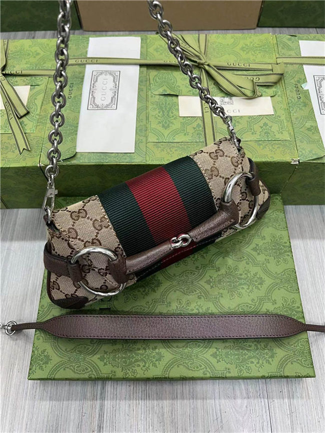 Gucci HORSEBIT CHAIN SMALL SHOULDER BAG Original GG canvas 764339 High