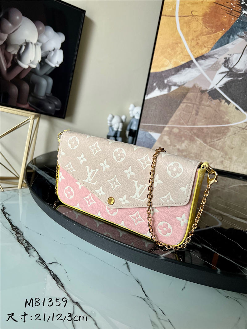 Louis Vuitton FÉLICIE POCHETTE Monogram Empreinte Beige/Pink High