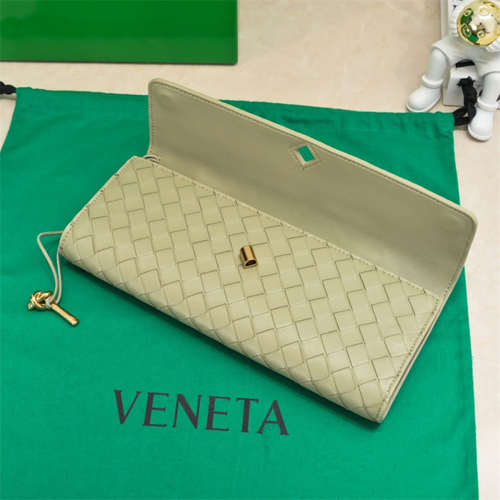 BV Long Clutch Andiamo With Handle Travertine High