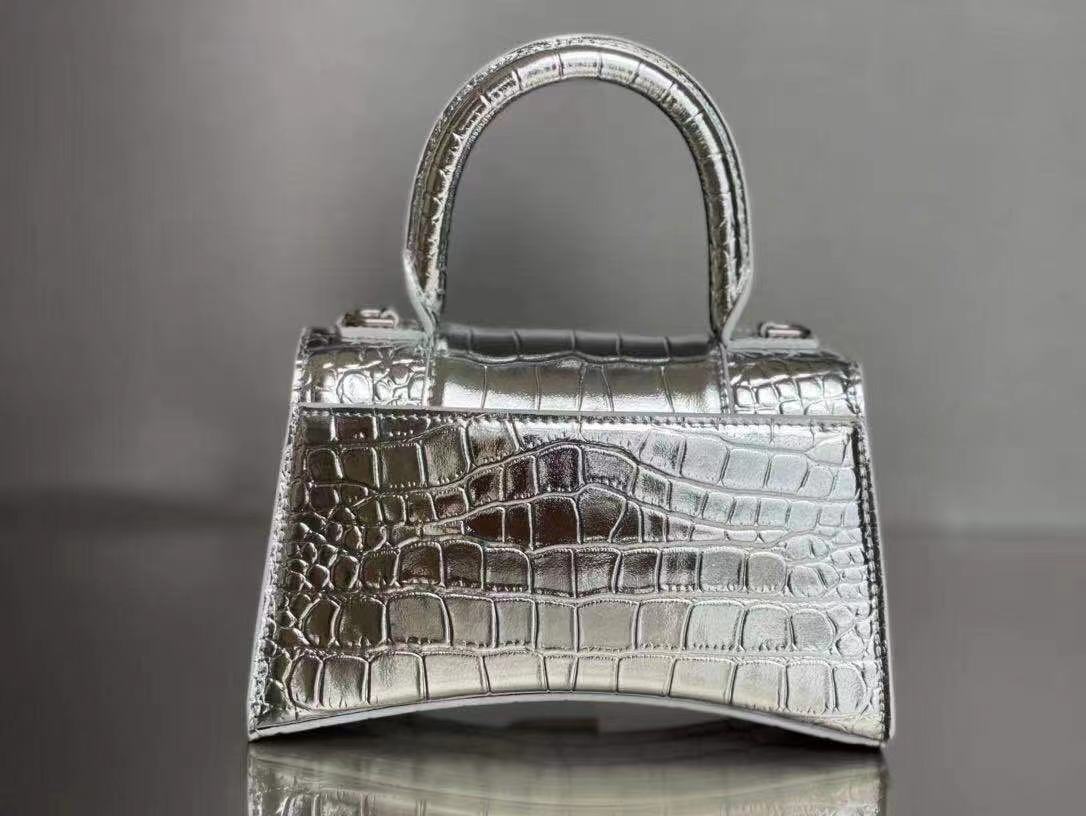 WOMEN'S HOURGLASS XS TOP HANDLE BAG Crocodile Silver High