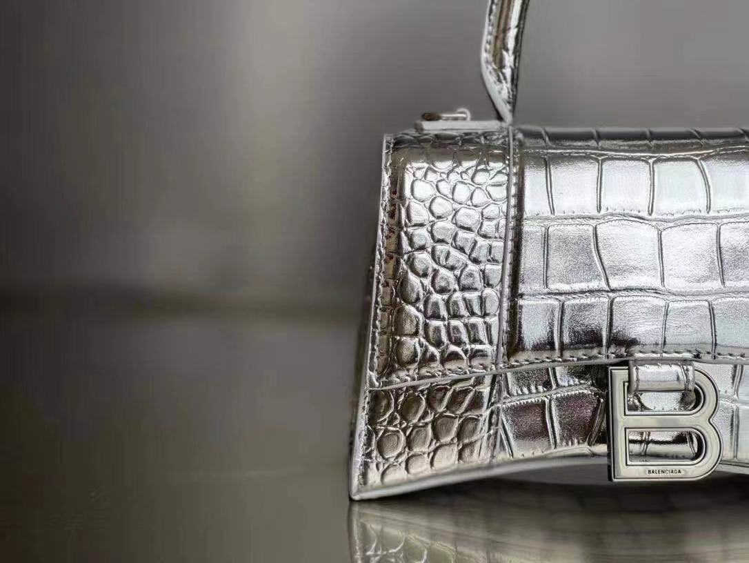 WOMEN'S HOURGLASS XS TOP HANDLE BAG Crocodile Silver High