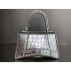 WOMEN'S HOURGLASS SMALL TOP HANDLE BAG Crocodile Silver High