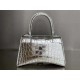 WOMEN'S HOURGLASS SMALL TOP HANDLE BAG Crocodile Silver High