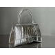 WOMEN'S HOURGLASS SMALL TOP HANDLE BAG Crocodile Silver High