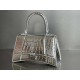 WOMEN'S HOURGLASS SMALL TOP HANDLE BAG Crocodile Silver High