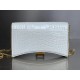 WOMEN'S HOURGLASS WALLET ON CHAIN IN Shiny Crocodile Embossed White High