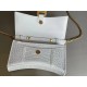 WOMEN'S HOURGLASS WALLET ON CHAIN IN Shiny Crocodile Embossed White High