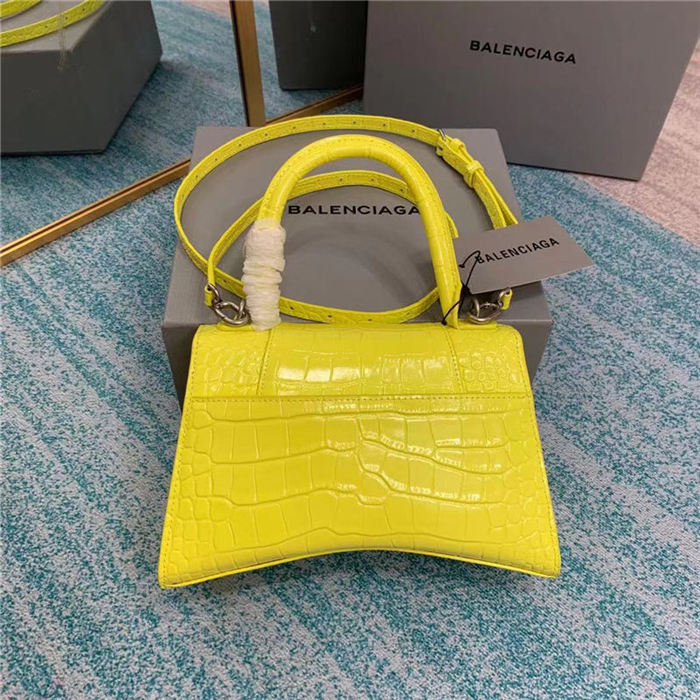 WOMEN'S HOURGLASS SMALL TOP HANDLE BAG Crocodile Yellow High