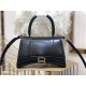 WOMEN'S HOURGLASS SMALL TOP HANDLE BAG Leather Black High