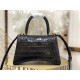 WOMEN'S HOURGLASS SMALL TOP HANDLE BAG Crocodile Black High