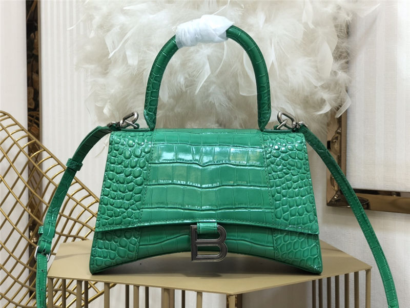 WOMEN'S HOURGLASS SMALL TOP HANDLE BAG Crocodile Green High