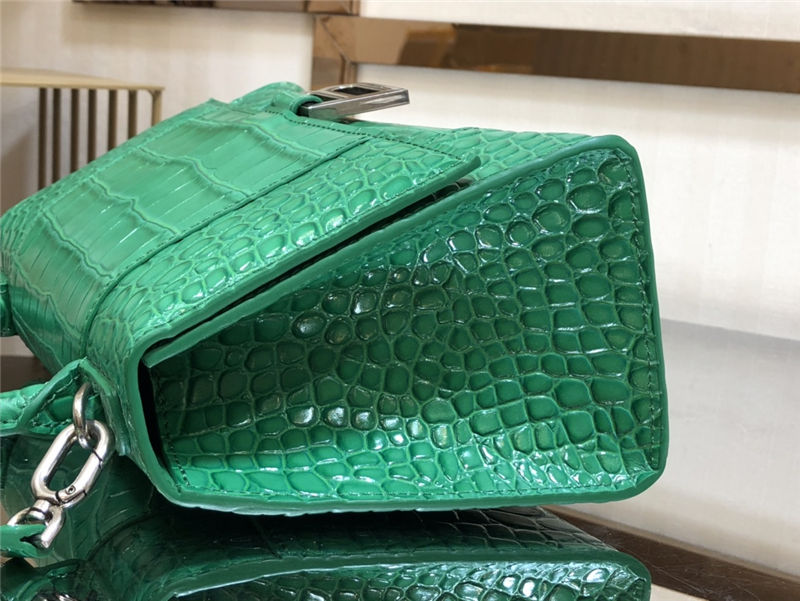 WOMEN'S HOURGLASS SMALL TOP HANDLE BAG Crocodile Green High