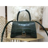 WOMEN'S HOURGLASS SMALL TOP HANDLE BAG Crocodile Olive High